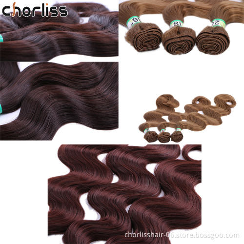 Wholesale Natural ombre Body Wave Hair Bundles Black Curly Weave Wavy Synthetic Hair Extensions For Women Hair Bundles